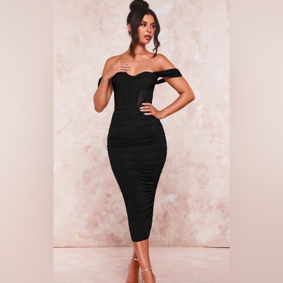 Ruched Bodycon Off Shoulder Dress Size US 6 - Picture 2 of 9